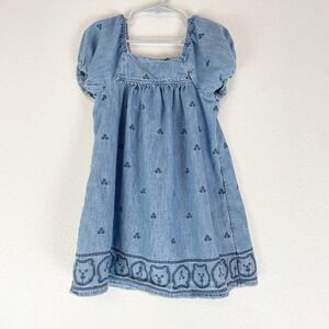 Baby Gap Dress Girls 4T Brannan Bear Denim Chambray Cottagecore Prairie Country